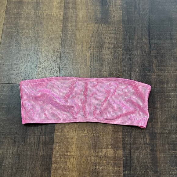 Dippin Daisy Metallic Pink Bandeau Bikini Swim Top Women’s Medium - Picture 3 of 11